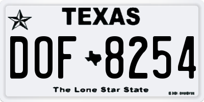 TX license plate DOF8254