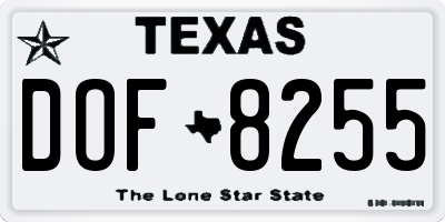 TX license plate DOF8255