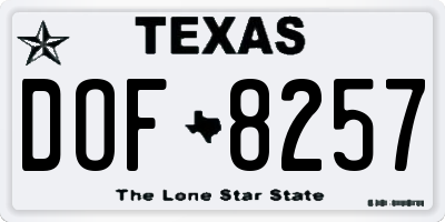 TX license plate DOF8257
