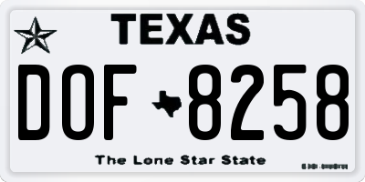 TX license plate DOF8258
