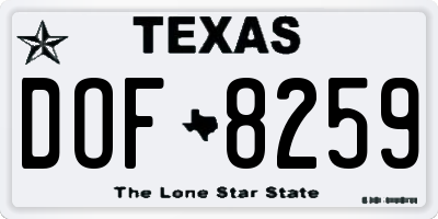 TX license plate DOF8259
