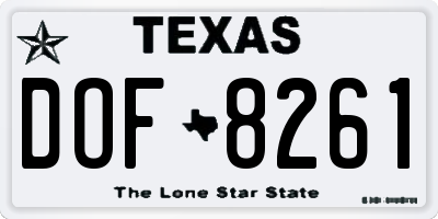 TX license plate DOF8261