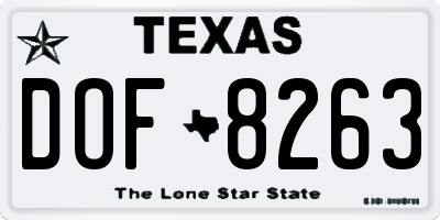 TX license plate DOF8263