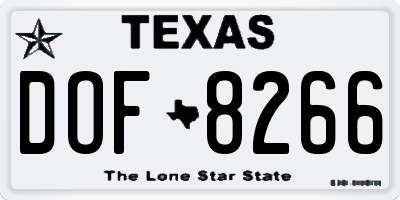 TX license plate DOF8266