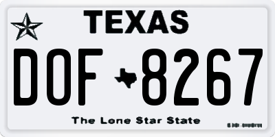 TX license plate DOF8267