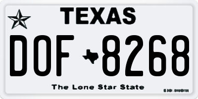 TX license plate DOF8268