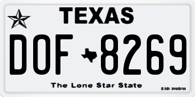 TX license plate DOF8269