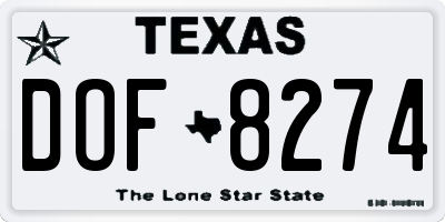 TX license plate DOF8274