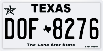 TX license plate DOF8276