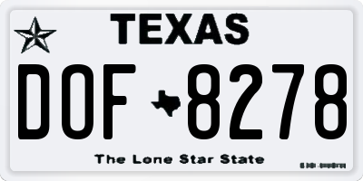 TX license plate DOF8278