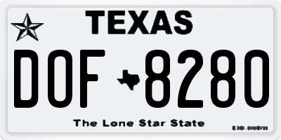 TX license plate DOF8280