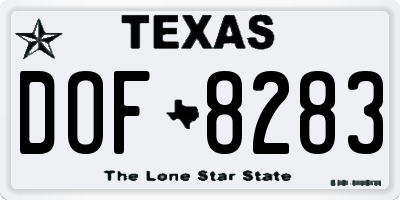 TX license plate DOF8283