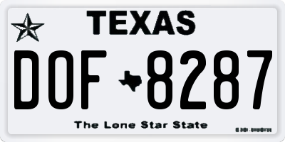 TX license plate DOF8287