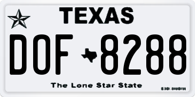 TX license plate DOF8288
