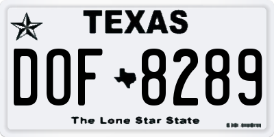 TX license plate DOF8289