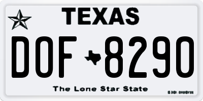 TX license plate DOF8290
