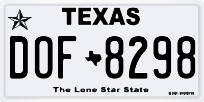 TX license plate DOF8298