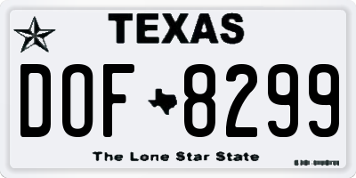 TX license plate DOF8299