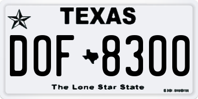 TX license plate DOF8300