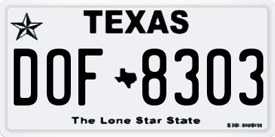 TX license plate DOF8303