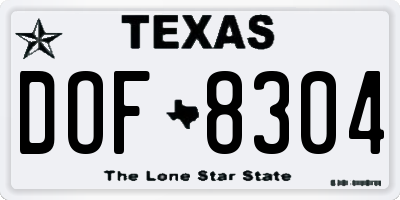 TX license plate DOF8304