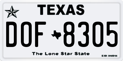 TX license plate DOF8305
