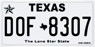 TX license plate DOF8307