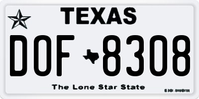 TX license plate DOF8308
