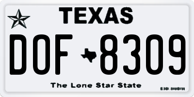 TX license plate DOF8309