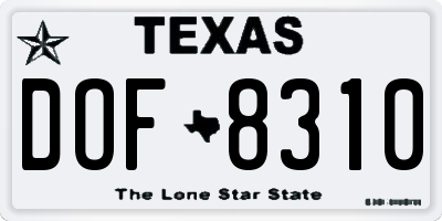 TX license plate DOF8310