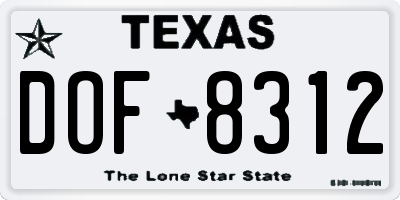 TX license plate DOF8312