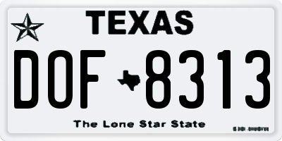 TX license plate DOF8313
