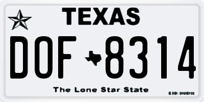 TX license plate DOF8314