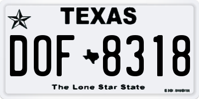 TX license plate DOF8318