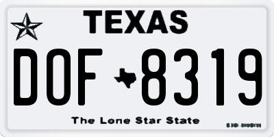 TX license plate DOF8319