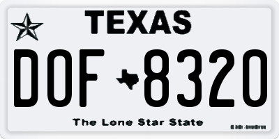 TX license plate DOF8320
