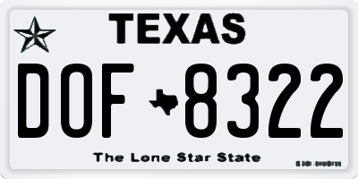 TX license plate DOF8322