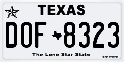 TX license plate DOF8323