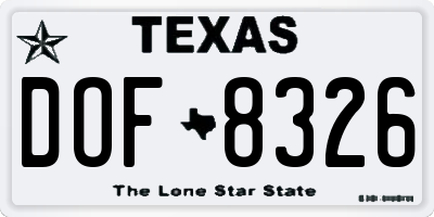 TX license plate DOF8326
