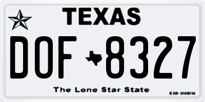 TX license plate DOF8327