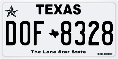TX license plate DOF8328