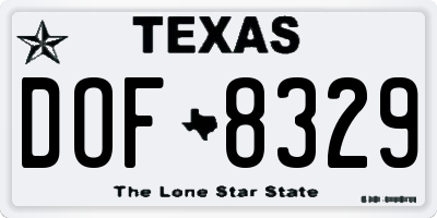 TX license plate DOF8329
