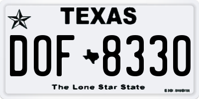 TX license plate DOF8330