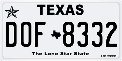 TX license plate DOF8332