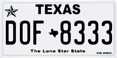 TX license plate DOF8333