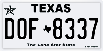 TX license plate DOF8337