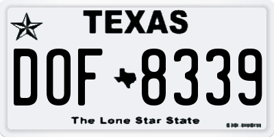 TX license plate DOF8339