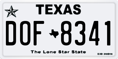 TX license plate DOF8341
