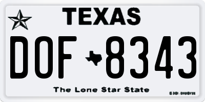 TX license plate DOF8343