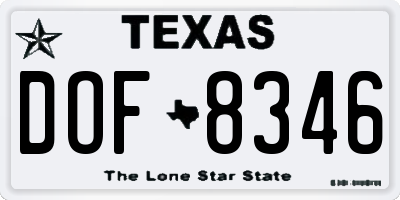 TX license plate DOF8346